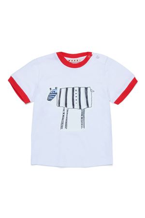 t-shirt in cotone bianco MARNI KIDS | M01402M00SG0M100